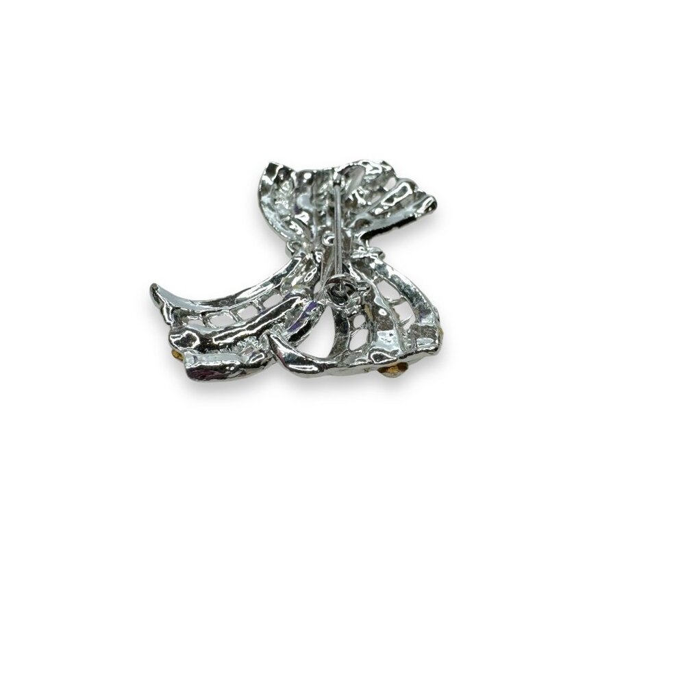 Vintage Crystal Bow Brooch Pin Unsigned Rhinestone - Picture 5 of 7